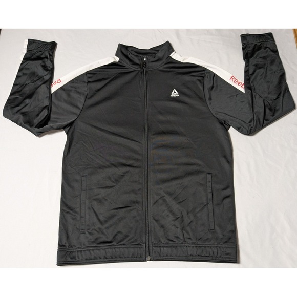 REEBOK TRAINING ESSENTIALS Men Large Black Linear Logo Track Jacket NEW READ - Picture 12 of 16